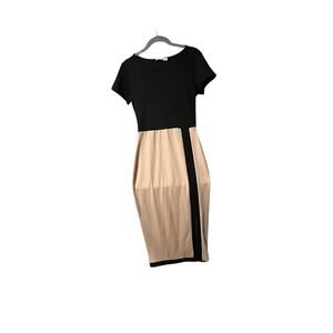 Women's Dress w/ Black Top & Tan Straight Skirt w/ Slit in Front lined in black